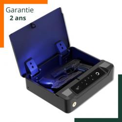 Coffre-fort biométrique pour arme de poing - Ecran LCD - Rétro éclairé bleu - Garantie 2 ans