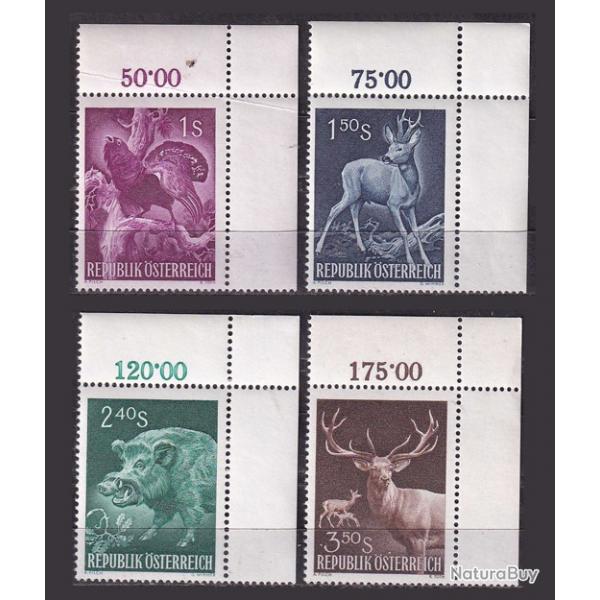 CHASSE : Srie complte 4 timbres sur chasse 1959 AUTRICHE