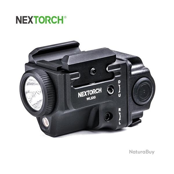 Lampe arme de poing Nextorch WL22G - 650Lumens + laser vert - Fixation sur rail