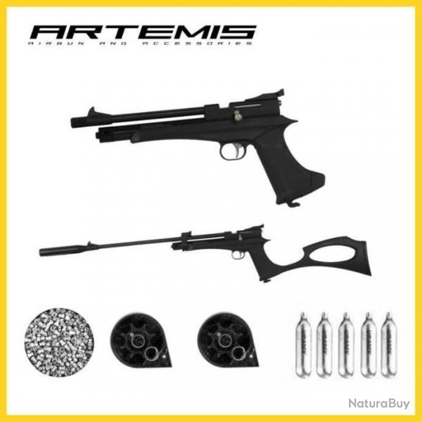 Pistolet Carabine ARTEMIS CP2 cal.4.5 - 10 JOULES CO2 + bote de plombs  + 5 Co2 Gamo + 2 barillets1