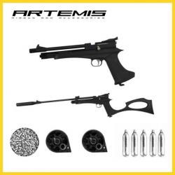 Pistolet Carabine ARTEMIS CP2 cal.5.5 - 10 JOULES CO2 + boîte de plombs  + 5 Co2 Gamo + 2 barillets1