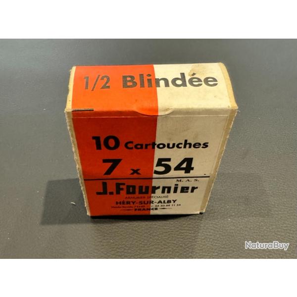 1 bote ancienne avec 10 cartouches calibre 7x54 fournier