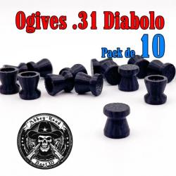 Balle tir réduit .31 ogive diabolo plastique - Pack de 10 - Bast3D