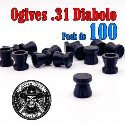 Balle tir réduit .31 ogive diabolo plastique - Pack de 100 - Bast3D