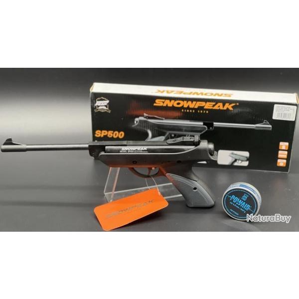 Pack prt  tirer Pistolet  plomb Snowpeak SP500 calibre 4,5mm 6 joules + Bote de 500 plombs