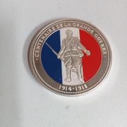 medaille en argent coloré diamètre 4 cm