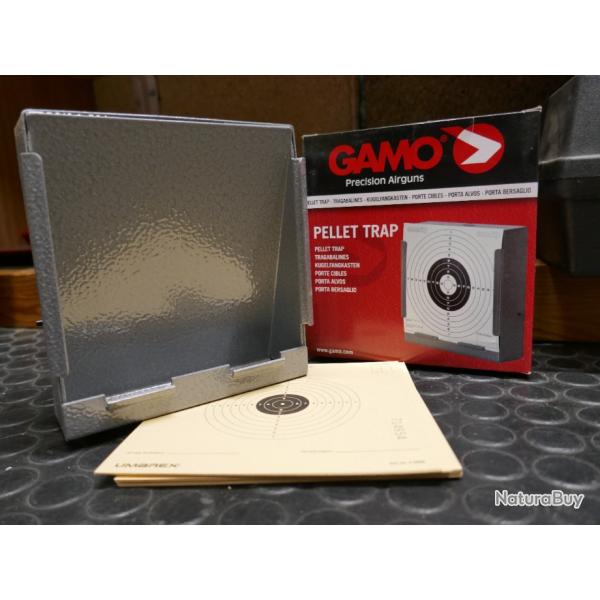 porte cible metalique 14x14 de chez GAMO avec 6 cibles carton