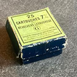 Boite de 25 cartouches 7 mm à broche de la Sociétés Française des Munitions