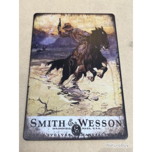 Superbe tle publicitaire cavalier smith & wesson dcoration western saloon armurerie