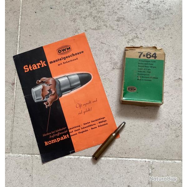 Bote 10 munitions 7x64 DWM Collector et publicit  la marque