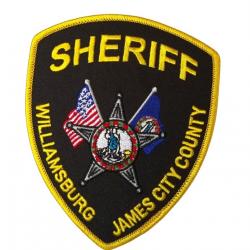 WILLIAMSBURG HAMES CITY COUNTY SHERIFF  120.5 mm x 100 mm  A coudre ou à thermocoller