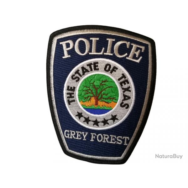 POLICE GREY FOREST TEXAS 120 mm x 100 mm  A coudre ou  thermocoller