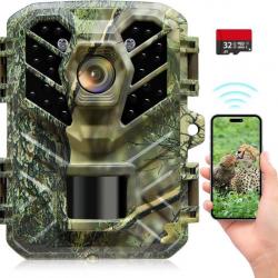 Caméra de Chasse WIFI Bluetooth 32MP 1080P 850nm LED Mini Size IP66 + carte 32GO