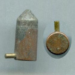 9 mm à broche - intéressante balle plomb cylindro-conique - étui cuivre
