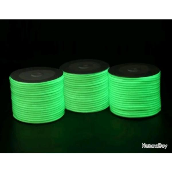 PHOSPHORESCENT!  Corde type Paracorde 9 brins. Vente au dtail.