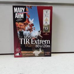 6985B  LOT DE 20  CARTOUCHES MARY ARM TIR EXTREM 80 À 120M B. JUPE 35G CAL12 EN 4  NEUF