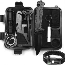 Kit de Secours et Survie d'urgence 10 en 1 Plein air Multi-Outils Randonnée Chasse Pêche Camping