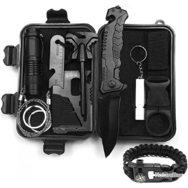 Kit de Secours et Survie d'urgence  10 en 1 Multi-Outils Plein air Randonne Chasse Pche Camping