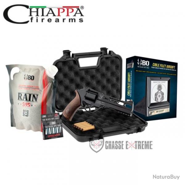 Pack Revolver Airsoft Co2 CHIAPPA Rhino 60DS Noir +Co2 +Billes +Cible +Mallette