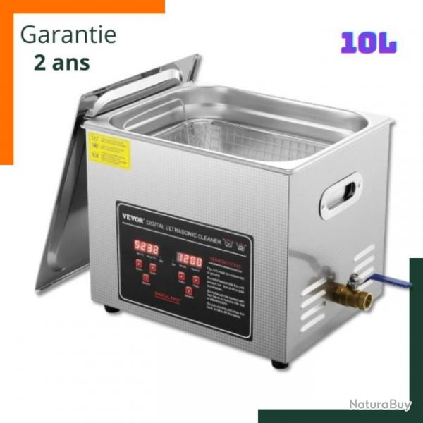 Nettoyeur ultrasonique 10L en acier inoxydable - 220W 40Khz - Garantie 2 ans