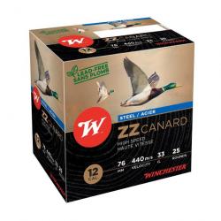 BOITE DE 25 CARTOUCHES WINCHESTER ZZ CANARD HAUTE VITESSE ACIER 33G BOURRE JUPE CAL.12/76 PLOMB 3 AC