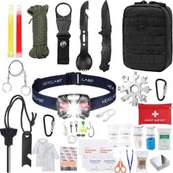 Kit de Survie d'urgence 180 en1 avec Trousse de Premiers Secours Randonnée Chasse Pêche Camping