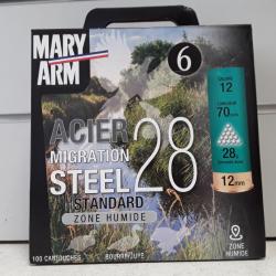 10729 PACK DE 100 CARTOUCHESMARY ARM MIGRATION STEEL ACIER CAL12 CH70 28G BJ NEUF