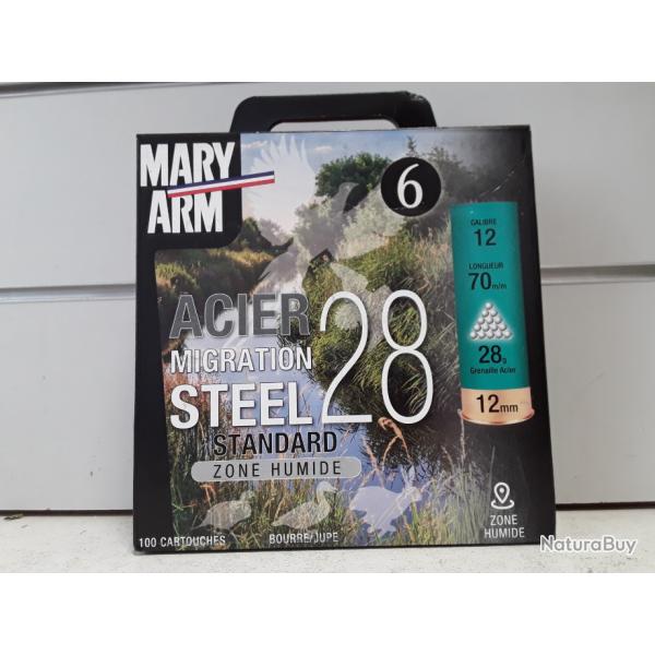 10729 PACK DE 100 CARTOUCHESMARY ARM MIGRATION STEEL ACIER CAL12 CH70 28G BJ NEUF