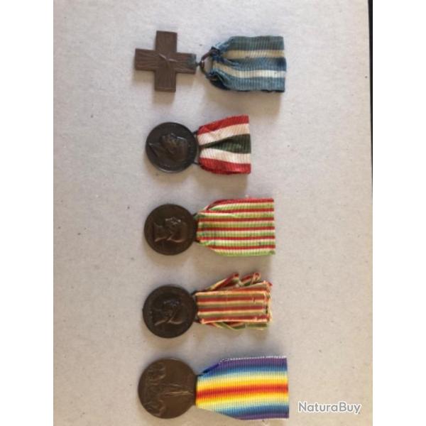 Lot de 5 mdailles Italienne de la premire guerre mondiale : ww1