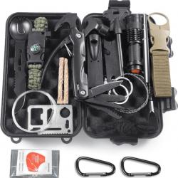 Kit de Survie d'urgence Polyvalente 13 en 1 Trousse Premiers Soins Randonnée Chasse Pêche Camping