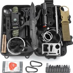 Kit de Survie d'urgence 13 en 1 Trousse Premiers Soins Polyvalente Randonnée Chasse Pêche Camping