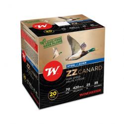 BOITE DE 25 CARTOUCHES WINCHESTER ZZ CANARD HAUTE VITESSE ACIER 25G BOURRE JUPE CAL.20 70 PLOMB ACIE