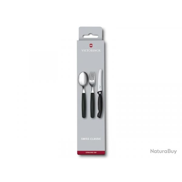 SET 3 COUVERTS VICTORINOX SWISSCLASSIC NOIR PLIANT