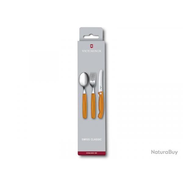 SET 3 COUVERTS VICTORINOX SWISSCLASSIC ORANGE PLIANT