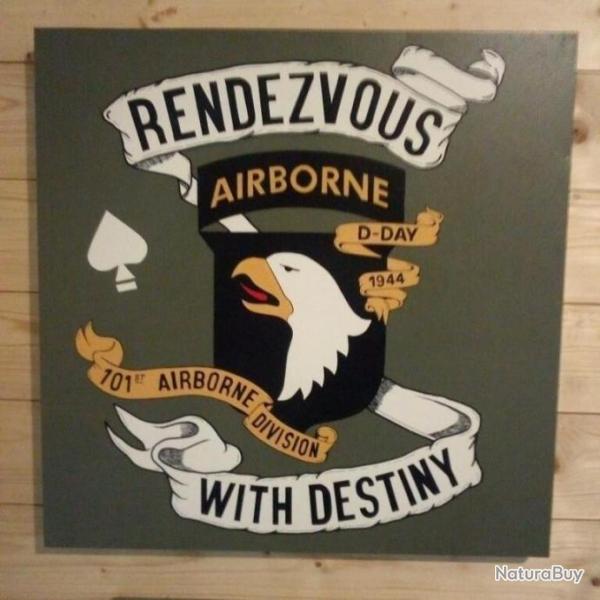 MILITARIA - Panneau dcoratif US WW2 : 101 AIRBORNE "RENDEZ VOUS WITH DESTINY"