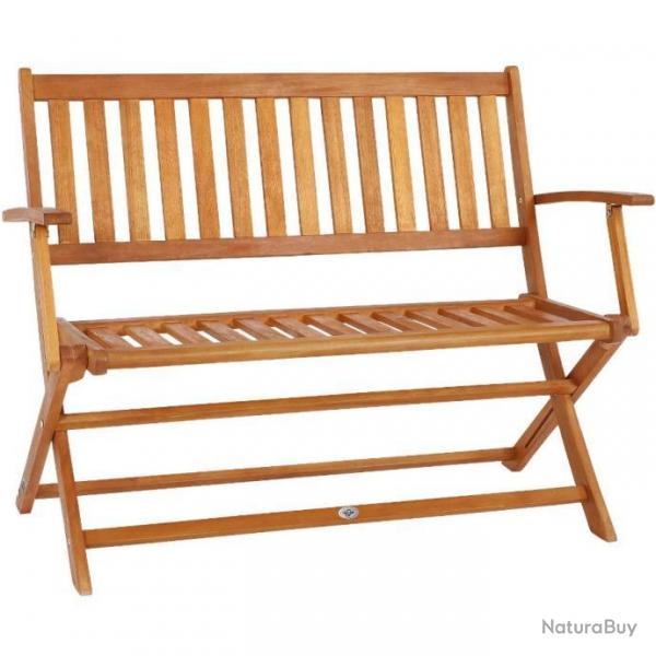 Banc de Jardin Pliable en Bois d'Eucalyptus 2 Places pour Terrasse Balcon Jardin Meuble