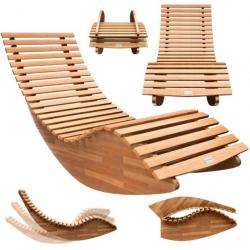 Chaise de Jardin Bois Acacia - Chaise Longue Bascule Pliable - Transat Ergonomique - Jardin