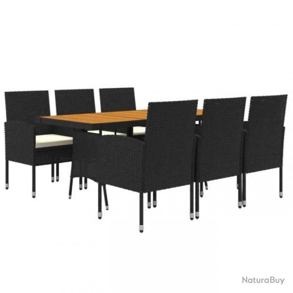 Ensemble de Table  Manger Noir - Salon de Jardin - Table de jardin - Chaises de Repas Dner Jardin