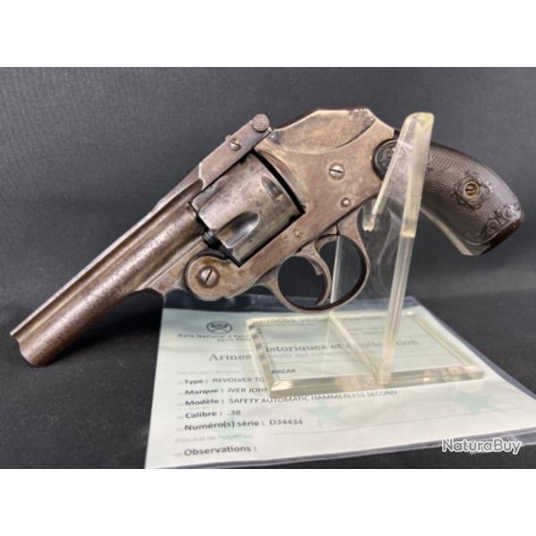 IVER JOHNSON calibre 38 hammerless SN D34434