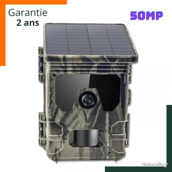 Garantie 2 ans - Camra de chasse solaire 4K 50MP  Vision Nocturne - 0,1s - IP66 - Carte 32go