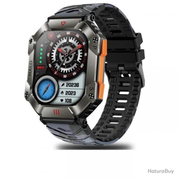 Montre Numrique Militaire Ultra Robuste Boussole Piste GPS Mto 2024 Sport - Camouflage Black