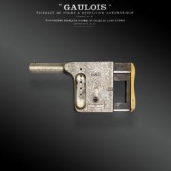 Pistolet à Répétition Automatique « Gaulois » N°2, Argenté, Avec étui Cuir Fauve France XIXème