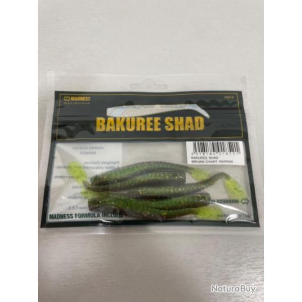 !! LEURRE MADNESS BAKUREE SHAD 80 COL BROWN CHART PEPPER