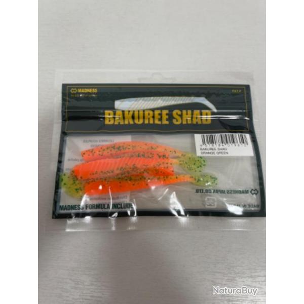 !! LEURRE MADNESS BAKUREE SHAD 80 COL ORANGE GREEN