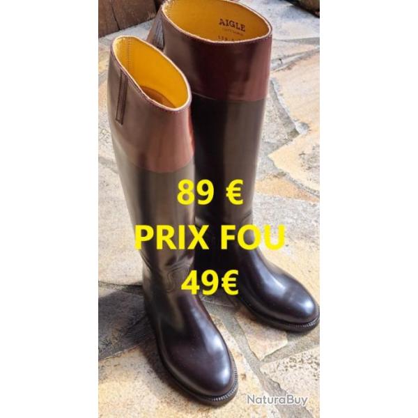 BOTTES D'QUITATION AIGLE  ECUYER BI-COLOR  NOIR /MARRON  PT  36    M