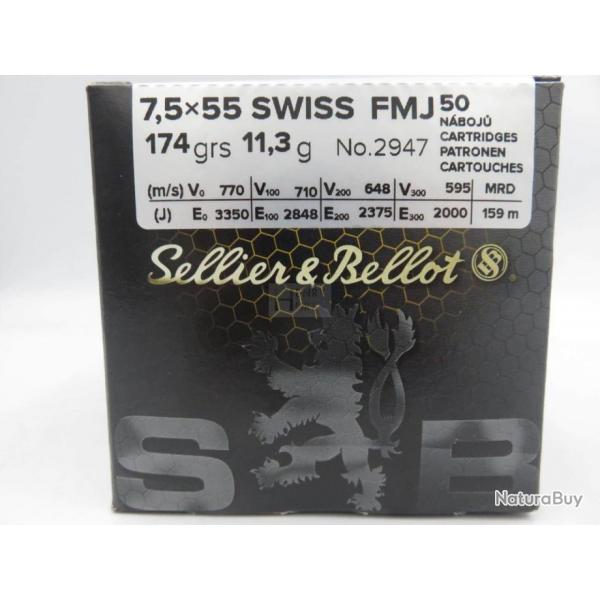 SELLIER BELLOT 75X55 SWISS 174GR FMJ X50