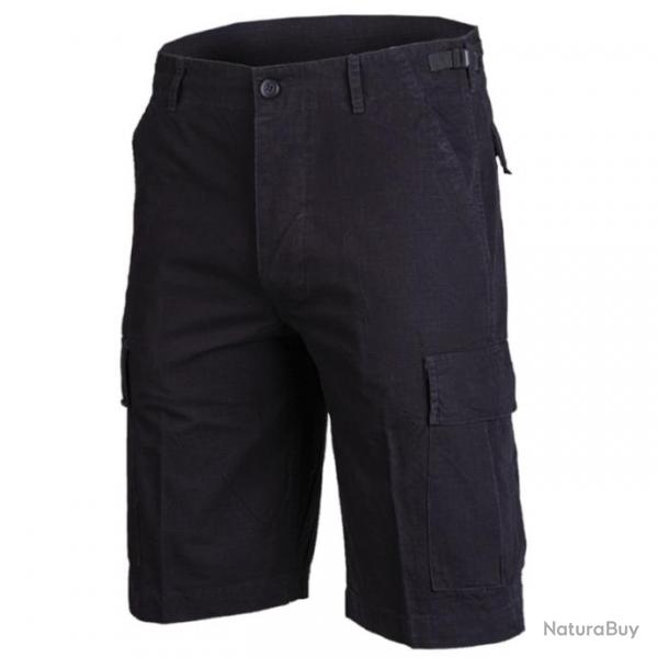 SHORT MILITAIRE NOIR RIPSTOP AVEC POCHES CARGO