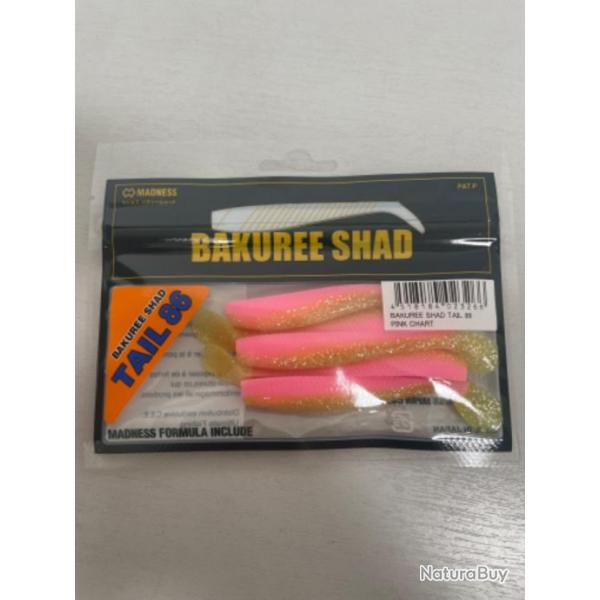 !! LEURRE MADNESS BAKUREE SHAD TAIL 86 col PINK CHART