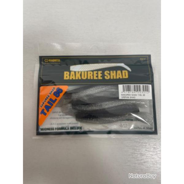 !! LEURRE MADNESS BAKUREE SHAD TAIL 86 col GRIPAN SHAD