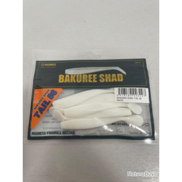 !! LEURRE MADNESS BAKUREE SHAD TAIL 86 col WHITE